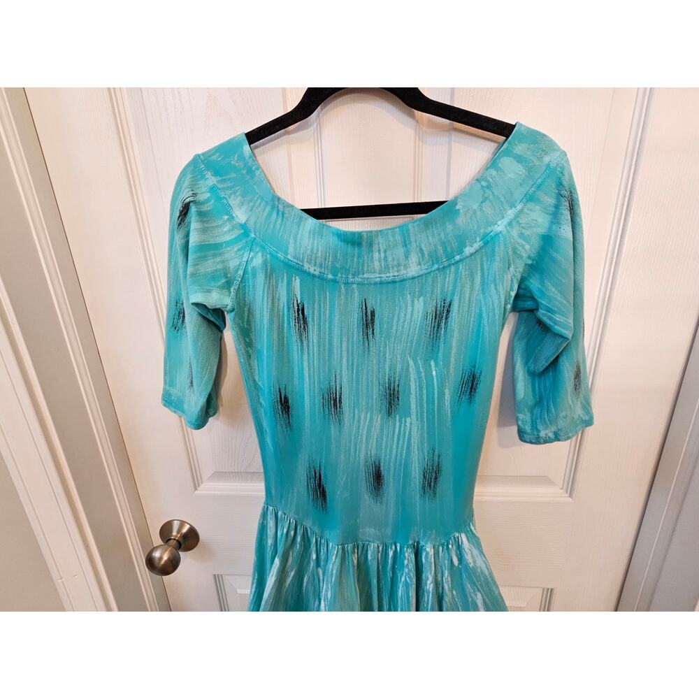Luna Luz Dress Womens Small Blue Abstract Bubble Hem Artsy Lagenlook Midi - Picture 10 of 14